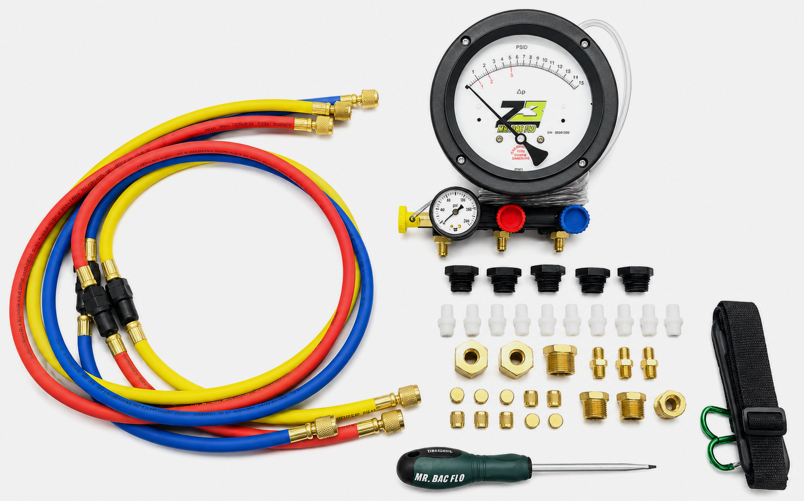Mr. Bac Flo 5 Valve Gauge Backflow Test Kit with Fittings and Bushings