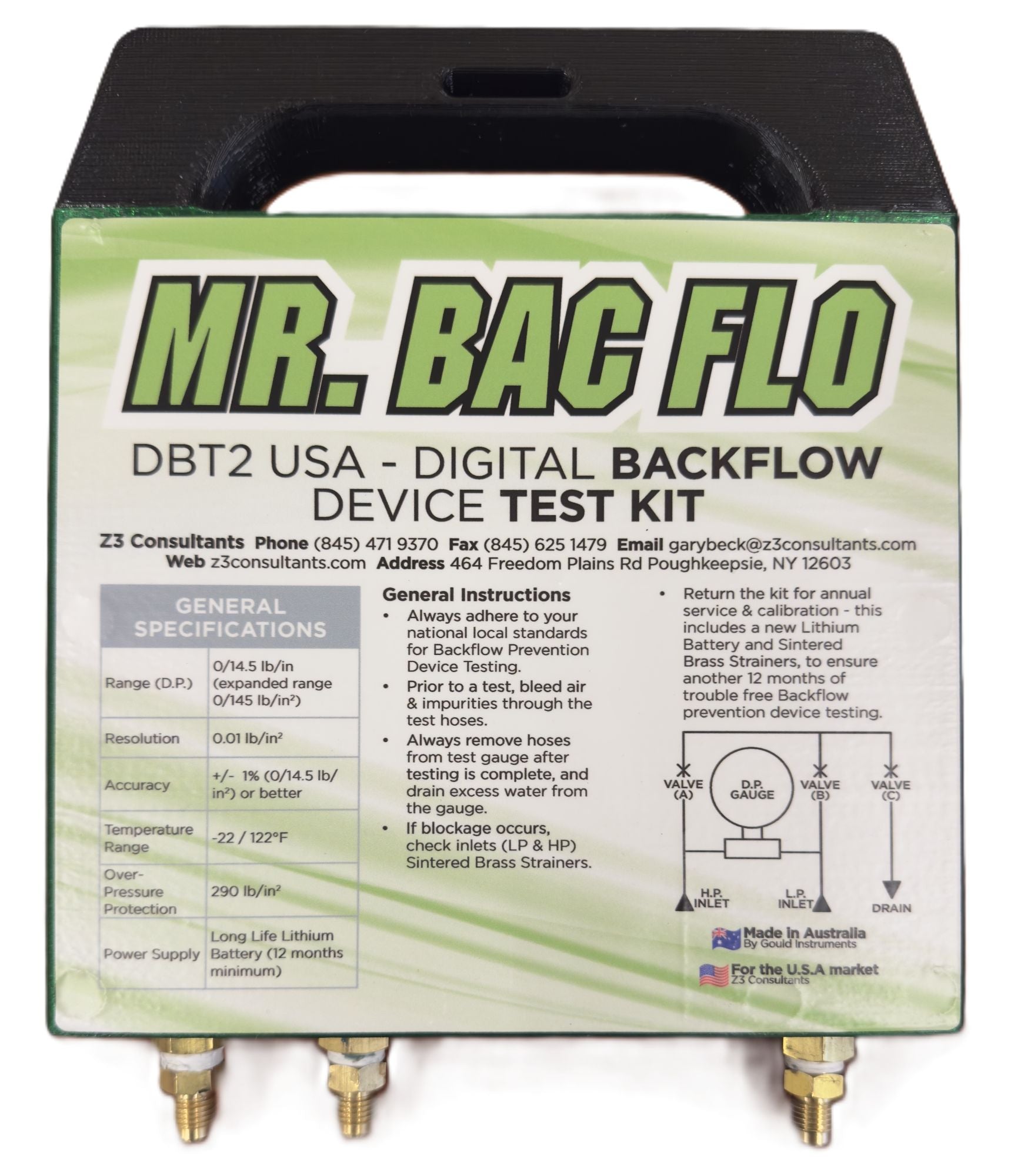 Mr. Bac Flo Digital 3 Valve Gauge Backflow Test Kit